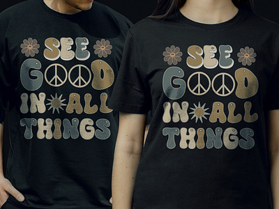 See Good in All Thing T-shirt Design bohemian fashion colorful 70s shirt fashion statement piece groovy clothes groovy graphic tee hippie style tee music festival outfit psychedelic pattern top retro revival tee vintage inspired wear