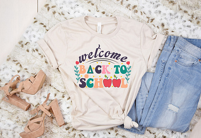 Welcome Back To School T-shirt Design 70s nostalgia shirt colorful boho tee festival fashion statement funky graphic tee groovy era fashion nostalgic vibes tee psychedelic dreams top retro graphic shirt retro inspired top unisex groovy apparel vintage color palette tee