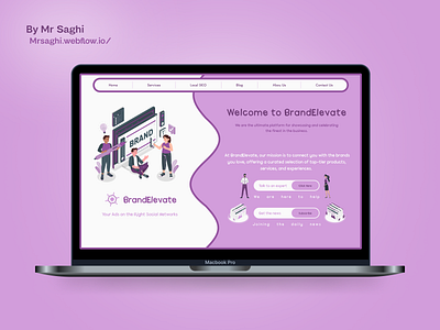 BrandElevate ads advertise brand design illustrator mockup mr saghi mrsaghi purple ui web website