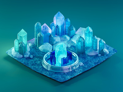 Magical Crystals! 🪄 3d 3d graphic 3d illustration 3d object cold environment ice illustration isometric magic magical