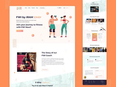 Fitness with Iram: Web UI Design branding landing page design logo design orange colour orange theme ui design uiux design user interface design web design web layout web ui design website design