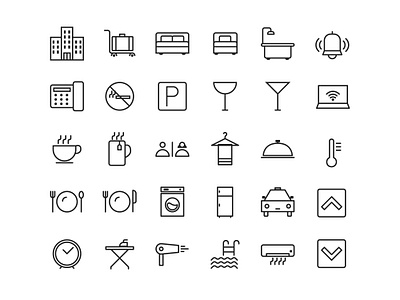 Hotel Icon Set design hostel hotel icon hotel service icon icon design icon hotel icon set motel outline receptionist vector