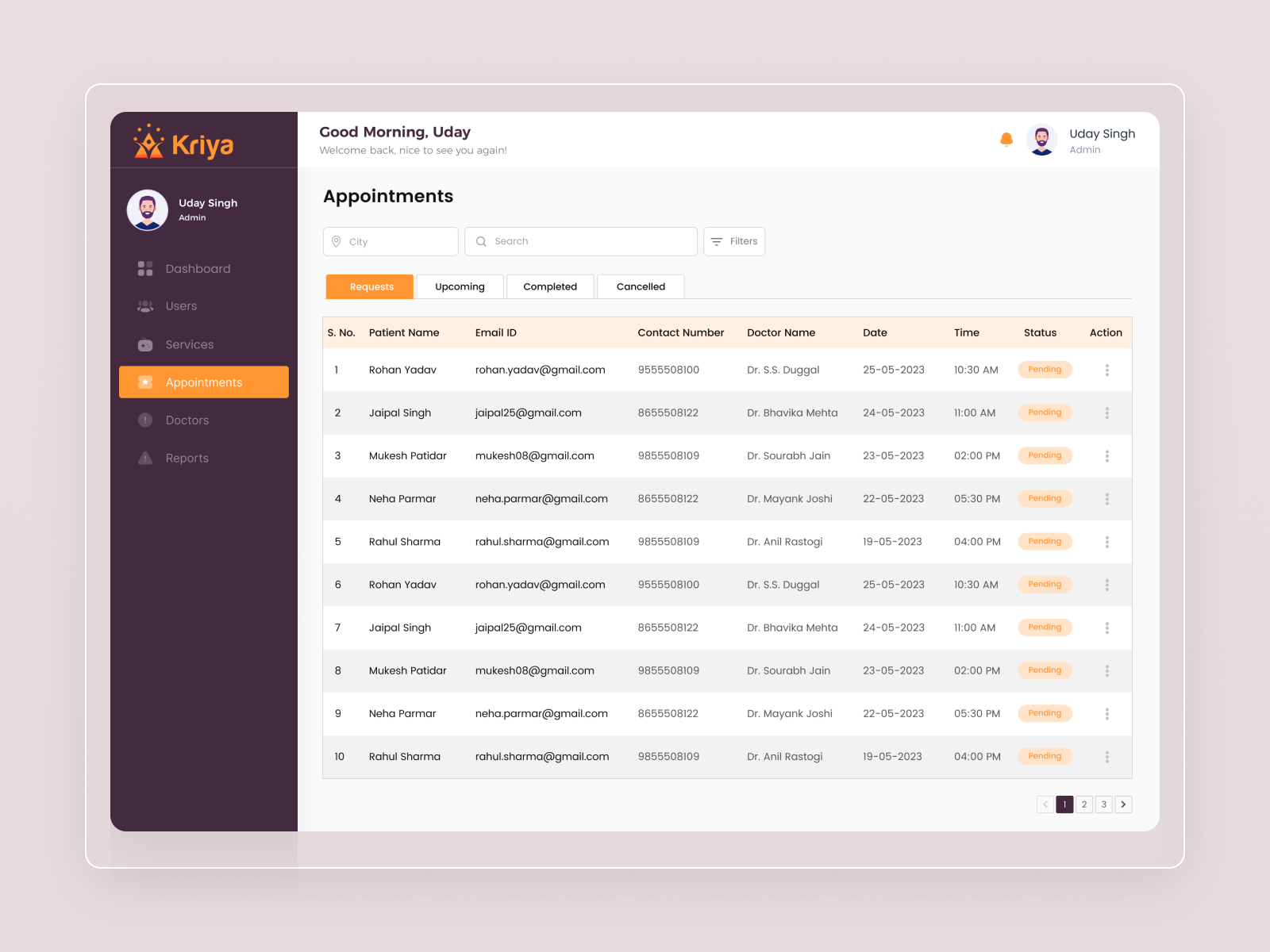 Kriya Web Admin Portal by Parthsarthi Trivedi on Dribbble