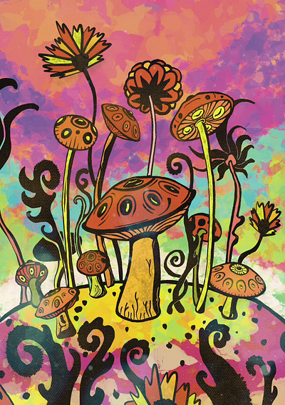 handpan mushroom forest animation graphic design