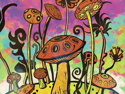 handpan mushroom forest animation graphic design