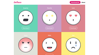 EmFaces branding code collection css design download emoticons free html icons interface js logo product ui ux web webdesign website