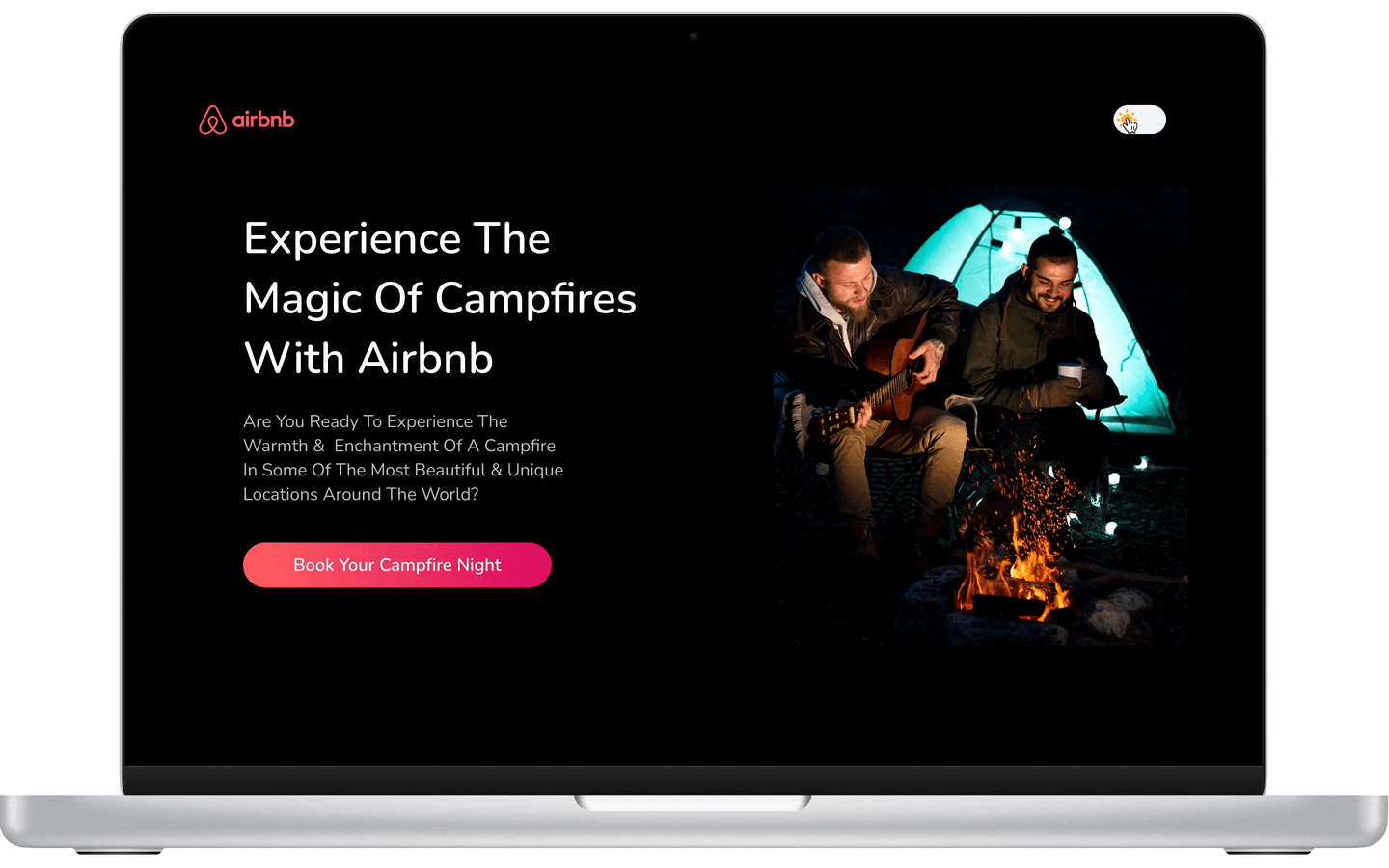 Airbnb Campfire | Dark mode | Hero Landing UI airbnb landing page design ui design ux design web design