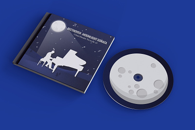 Design of the cover of the disc Moonlight Sonata cd design disk graphic design illustration moonlight vector