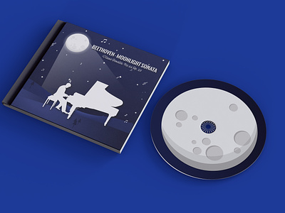 Design of the cover of the disc Moonlight Sonata cd design disk graphic design illustration moonlight vector