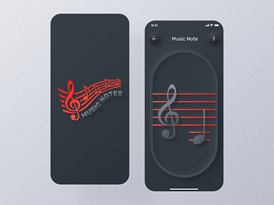 Music Notes App UI Design creative design melody mobile app music app music notes music notes app ui