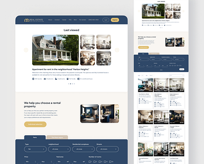 Design of a website for searching and renting accommodation design designportfolio digitaldesign propertysearch realestatedesign rentals ui ux visualdesign webdesign