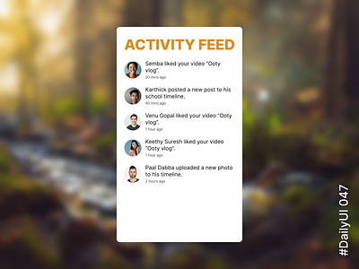 DailyUI 047 - Activity Feed branding ui