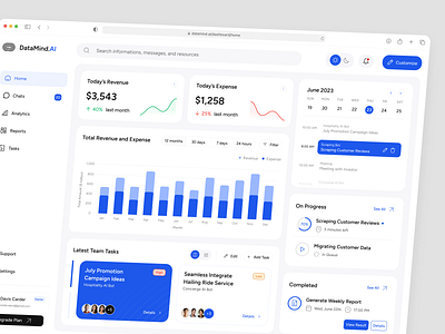 Datamind.AI - AI Powered Dashboard ai ai chatbot ai dashboard ai design analytics artificial intelligence business chatbot clean dashboard dashboard design dashboard ui data data dashboard desktop minimalist ui ux web web design