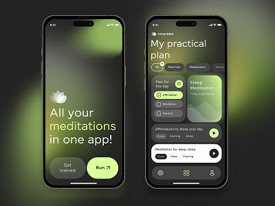 Mental Health Mobile App app design courses dashboard design meditations mental health mobile mobile app online ui ux