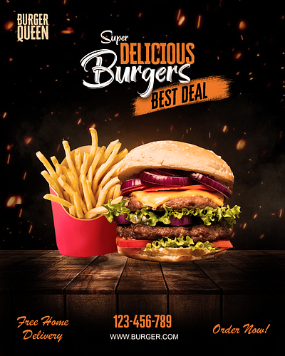 Restaurant poster design branding burger creative flyer flyerdesign graphic design photoshop poster poster design reestaurant