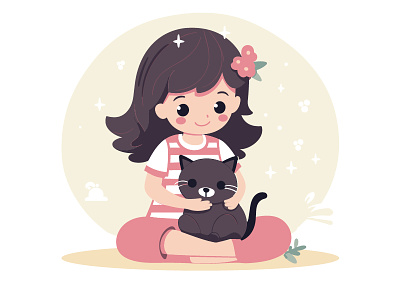 Playful Moments - Girl and Her Cute Feline Friend adorable cat bonding time cat cat love companionship feline friend friendship girl heartwarming bond joyful play love for cats pet and owner playful moments precious moments