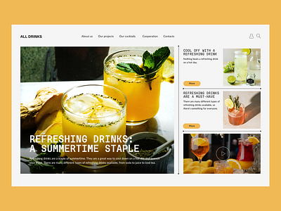 Concept of the main page of the website bright concept design drinks page summer ui ux uxui web webdesign