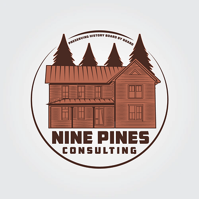 Logo Design for Nine Pines Consulting Brand. branding design drawing logo graphic design home logo house logo logo vector vintage logo