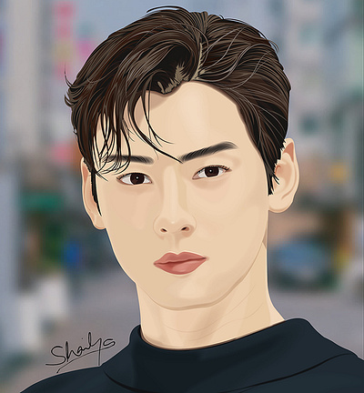 Cha Eun Woo - Digital Portrait Illustration Art adobe art design digitalart graphic design illustration illustrator korea painting portrait