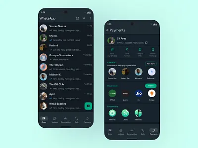WhatsApp Payments UI concept finance mobile app online payments payments ui ui design upi whatsapp whatsapp pay