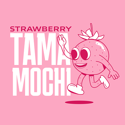 TAMAMOCHI character happy illustration japan logo mochi pink strawberry sweets type typography