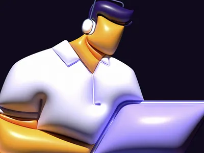 3D illustration 3d ballon character computer design illsutration illustrator laptop man