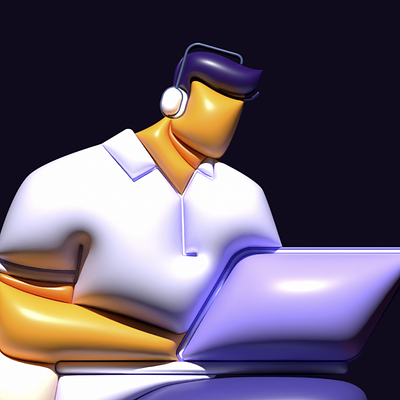 3D illustration 3d ballon character computer design illsutration illustrator laptop man