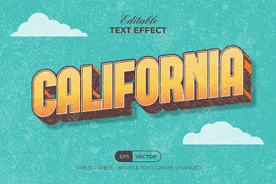 California Text Effect Vintage Style 3d design editable effect font grunge lettering modern retro style text textured type typeface typography vintage