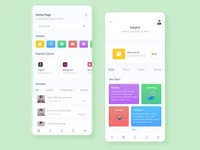 Education App UI Design education app education app ui education app ui design mobile app ui design online cures app ui design online education app ui online learning app ui design