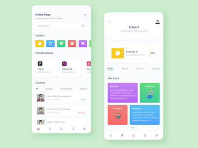 Education App UI Design education app education app ui education app ui design mobile app ui design online cures app ui design online education app ui online learning app ui design