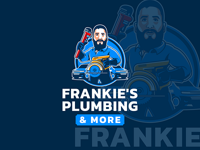 Frankie's Plumbing Mascot Logo Design cartoon logo hvac logo logo mascot logo plumbing logo