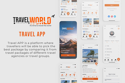 Travel App UI Design. app graphic design landing page mobile app mobile application travel app travel app ui design ui ui design user interface design ux