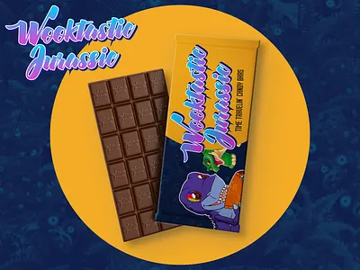 Chocolate Bar Packaging Design: Wooktastic Jurassic branding colorful design graphic design illustration logo packaging design print