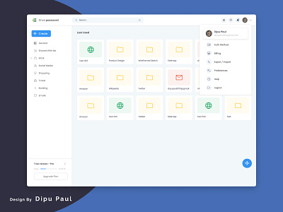Drive Password: Secure Cloud Storage 🔒 cloud storage dashboard data management data security digital organization dipu dipu paul drive password figma file management file upload google drive google drive redesign login management tools online storage shopping signin ui design web application