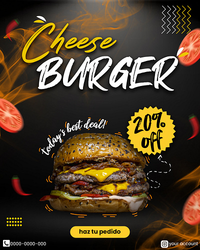 Cheese burger post design graphic design