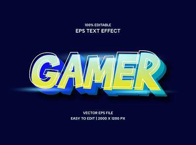 Gamer Text Effect Design Concept gamer vector graphics