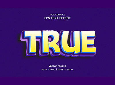 True Text Effect Design Concept cartoon comic style vector graphics