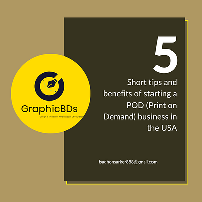 5 short tips and benefits of starting a POD business in USA benefits branding cmyk design graphic design graphicdesigner logo pod podbusiness print on demand printreadytshirt t shirts typography usa vector
