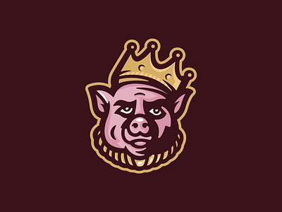 Piggie Smalls animal cartoon gold graphic design hat illustrator logo maroon mascot new era pig pink vector