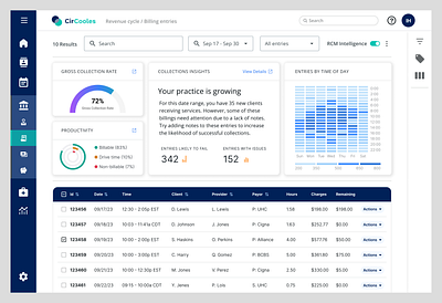 Revenue Cycle Management aba billing billing dashboard branding charts design embedded analytics graphic design hcm healthcare logo product management rcm revenue cycle table therapy ui