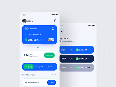 Manage Subscriptions branding clean figma finance fintech home screen manage money proto subcription ui user interface ux