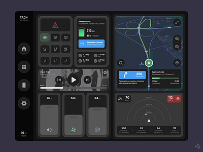 Car Interface - Daily UI #034 auto car car interface clean dailyui dailyui challenge dark dashboard design driving figma interface map minimal navigation panel road route ui ux ui design