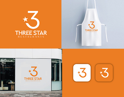 Three star restaurants Logo Design 3d animation branding design design logo graphic design illustration logo logotype motion graphics restaurant typography ui ux vector