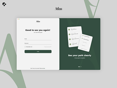 Atlas | Login Page application branding clean clean ui create account design graphic design interface login login page register web sign in ui uiux user interface ux web design website