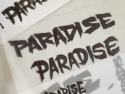 PARADISE · Sketches concepts lettering letters process skate sketches trash type typography