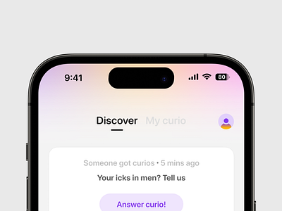 New Curio Discover Screen app design discover food genz graphic design inspiration mobile app screen shots ui