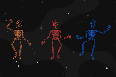 Space Skeletons concept art digital art graphic design illustration vector