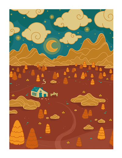 Golden Moon Valley concept art design graphic design illustration vector