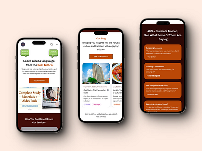 YorubaLessons Landing Page animation cultural edtech language learning ui yoruba