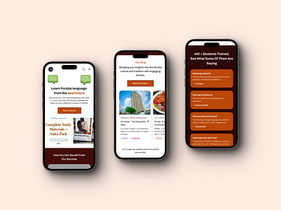 YorubaLessons Landing Page animation cultural edtech language learning ui yoruba